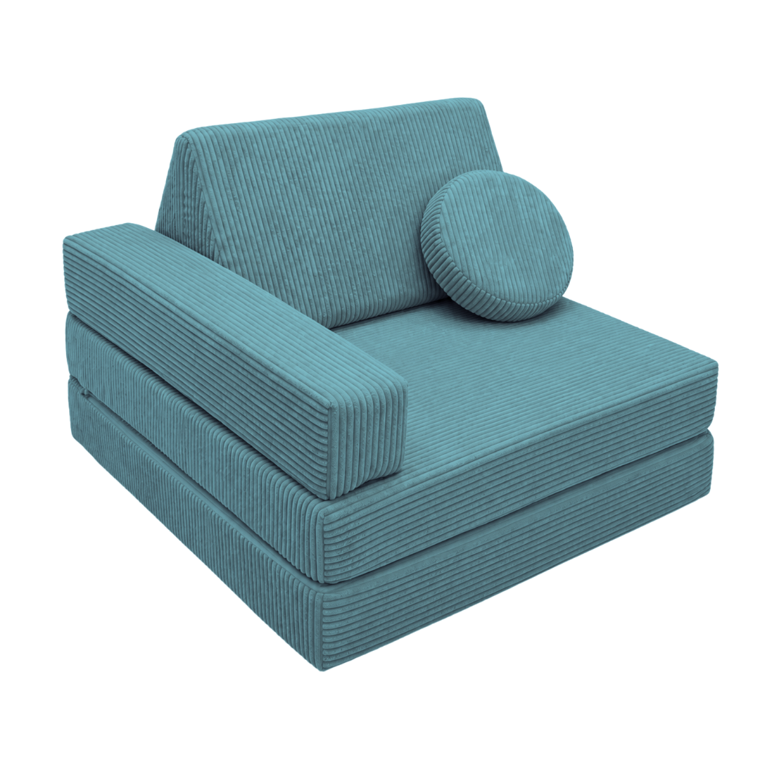 Design4Kids XXL 3-in-1 Kindersessel Cord Grande, 86x86 cm - Faltbare Kindercouch & Spielmatratze