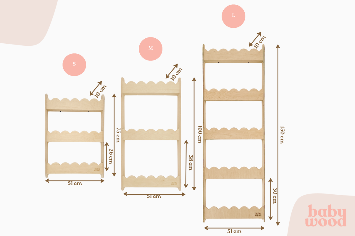 BabyWood Montessori Hanging Shelf WAVE L - Natural