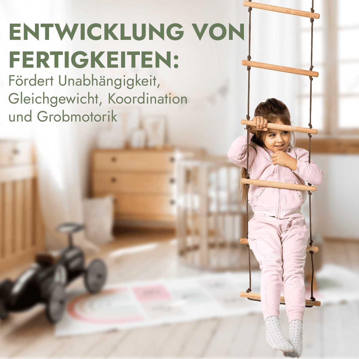 Set aus drei Schaukeln: Scheibe + Ringe + Strickleiter