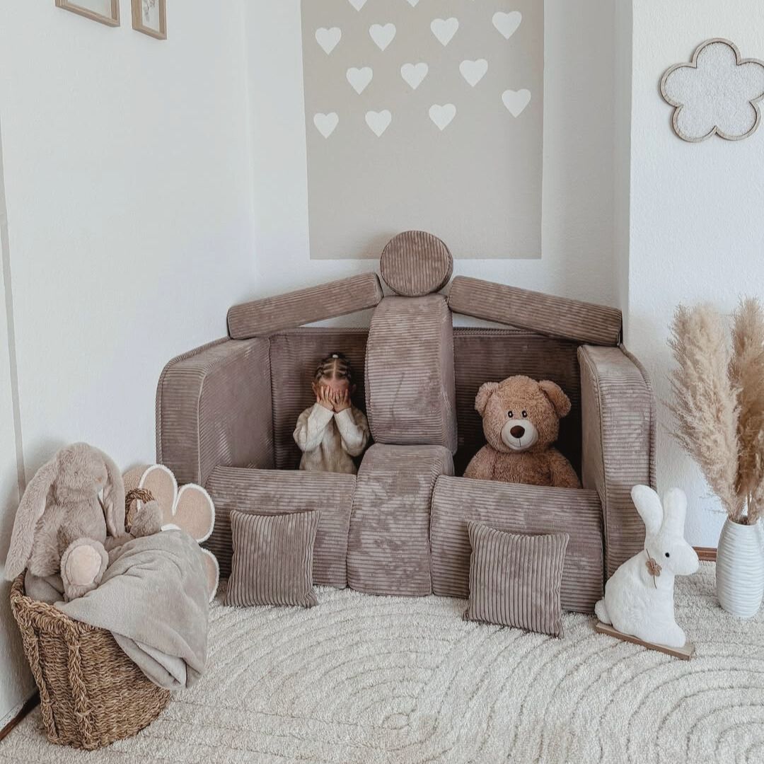 Design4Kids Mini Spielsofa Jewel Cord Plus Hazelnut Taupe