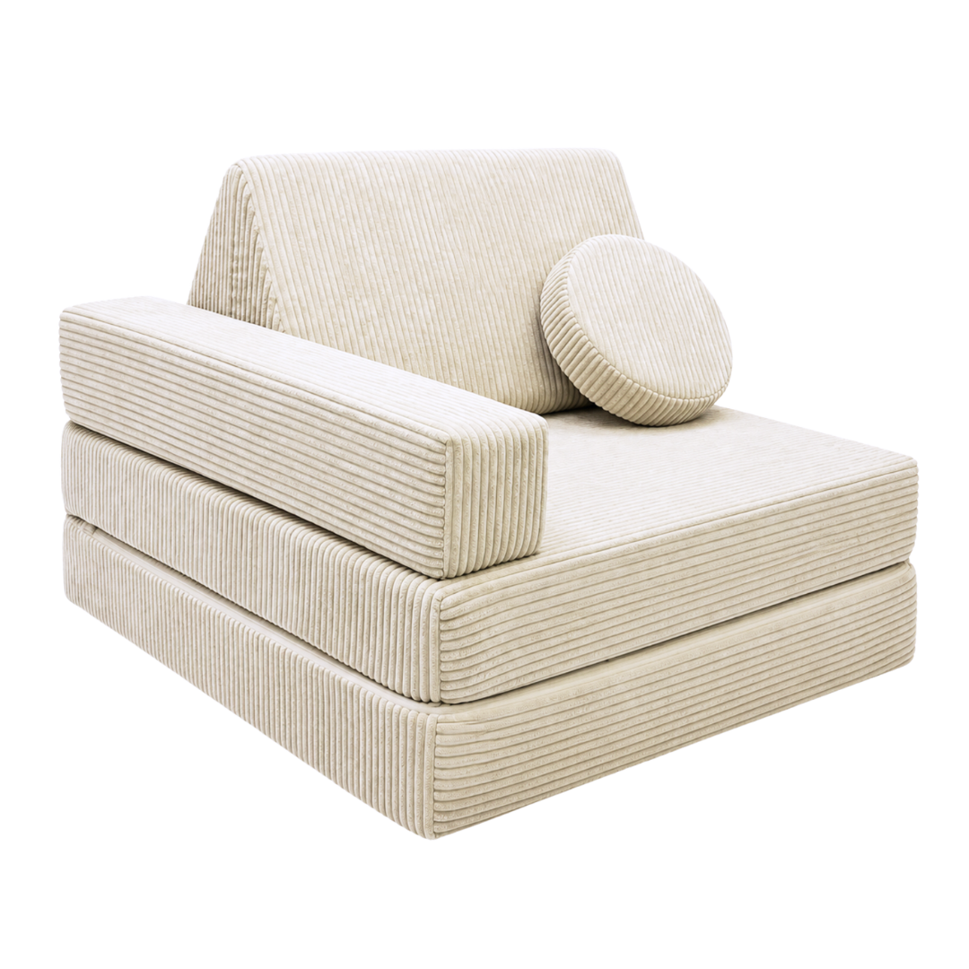 Design4Kids 3-in-1 Kindersessel Cord Grande 80x80 cm - Faltbare Kindercouch & Spielmatratze