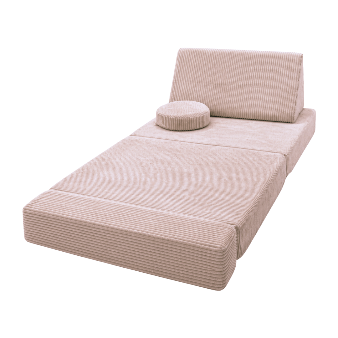Design4Kids 3-in-1 Kindersessel Cord Grande 80x80 cm - Faltbare Kindercouch & Spielmatratze