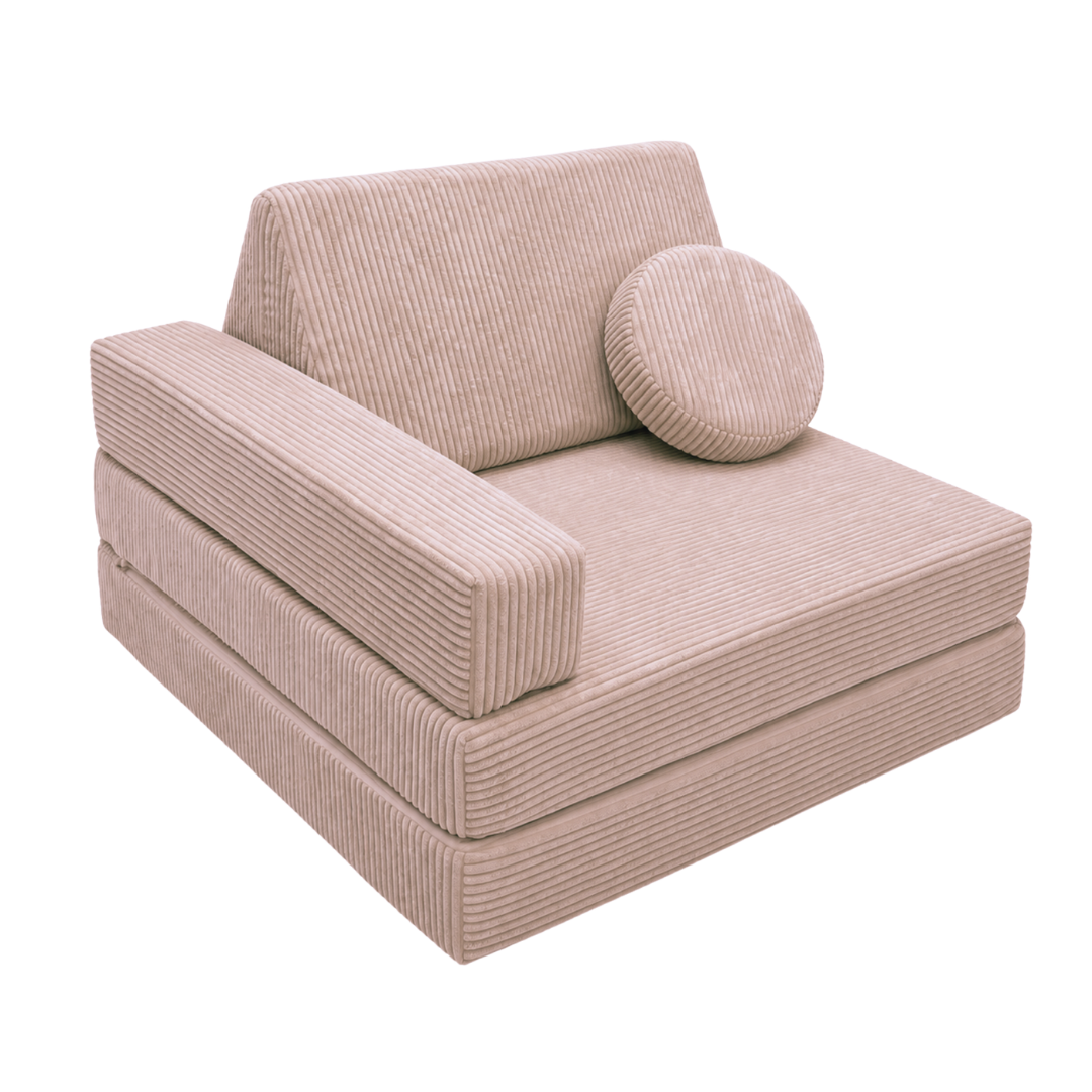 Design4Kids XXL 3-in-1 Kindersessel Cord Grande, 86x86 cm - Faltbare Kindercouch & Spielmatratze