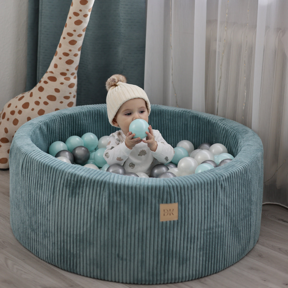 Design4Kids Schaumspielset Jewel Cord mit Bällebad und 200 Bällen Ocean Blue