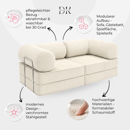 Design4Kids Family Sofa Duo 2-Sitzer Jewel Cord 200