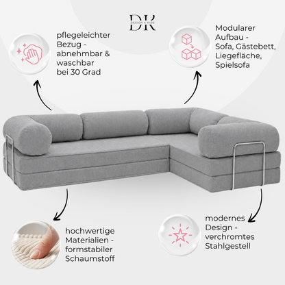 Design4Kids Family Ecksofa 3-Sitzer Jewel Cord Corner 300