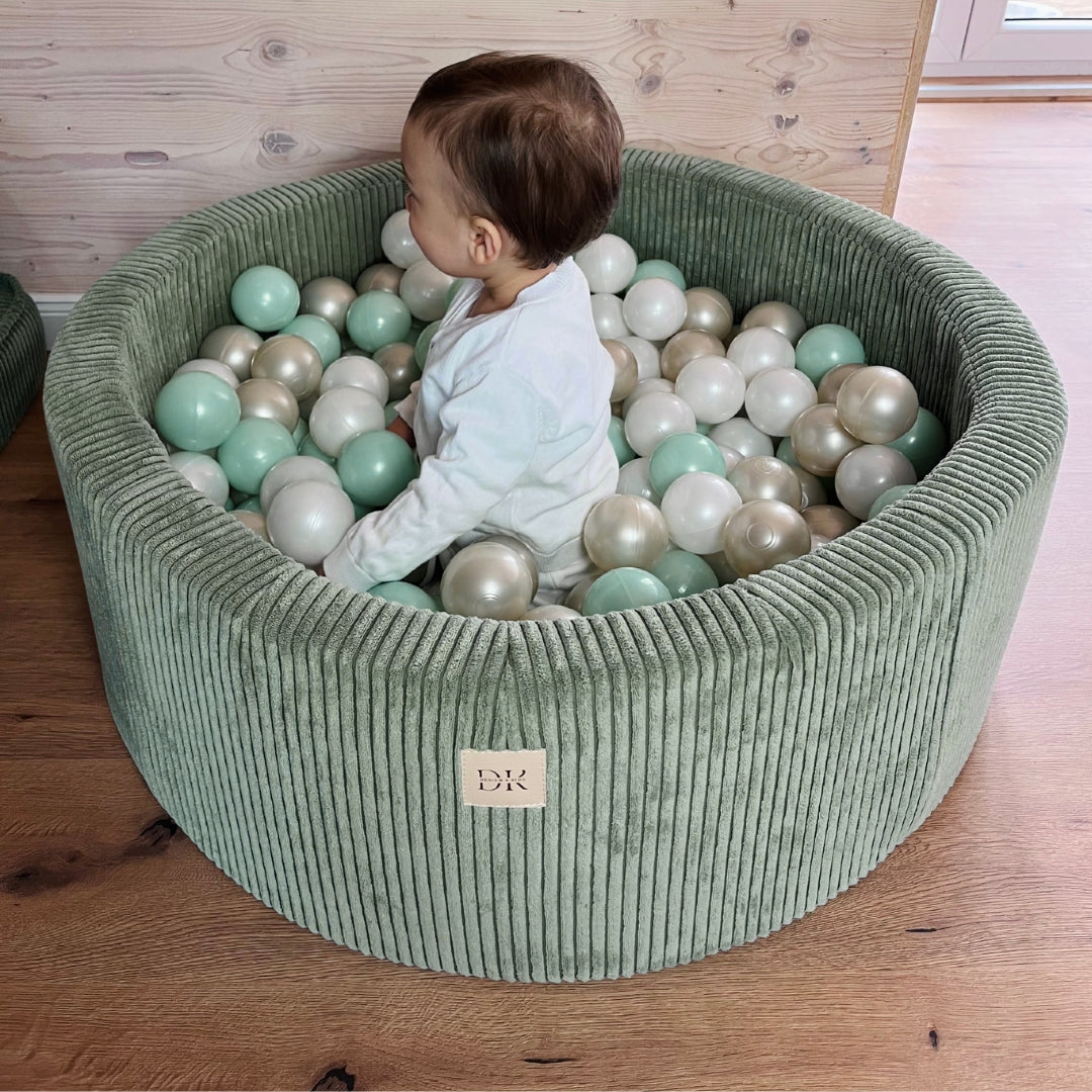 Design4Kids Bällebad Jewel 90x30cm Cord mit 200 Bällen - eigene Farbauswahl Classic Olive