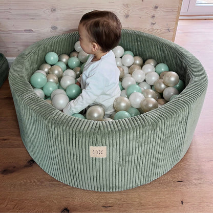 Design4Kids Bällebad Jewel 90x30cm Cord mit 200 Bällen - eigene Farbauswahl Classic Olive