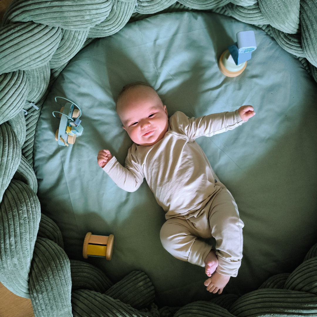 MeowBaby Baby Nest Cord with Playmat &amp; Cot Bumper Aesthetics vanilla