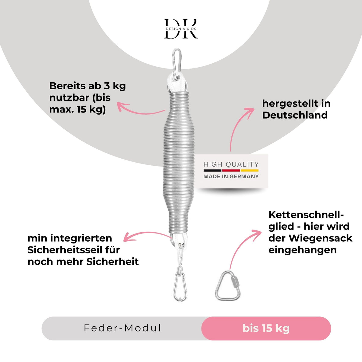 Design4Kids Federwiege Baby Classic, Bio-Baumwolle mit Komfort-Gestell – natur / weiß