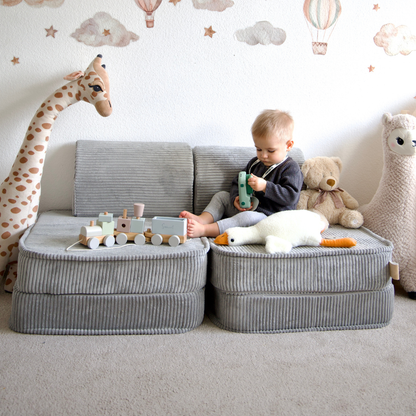 Design4Kids Mini Spielsofa Jewel Cord Basic Marble Grey