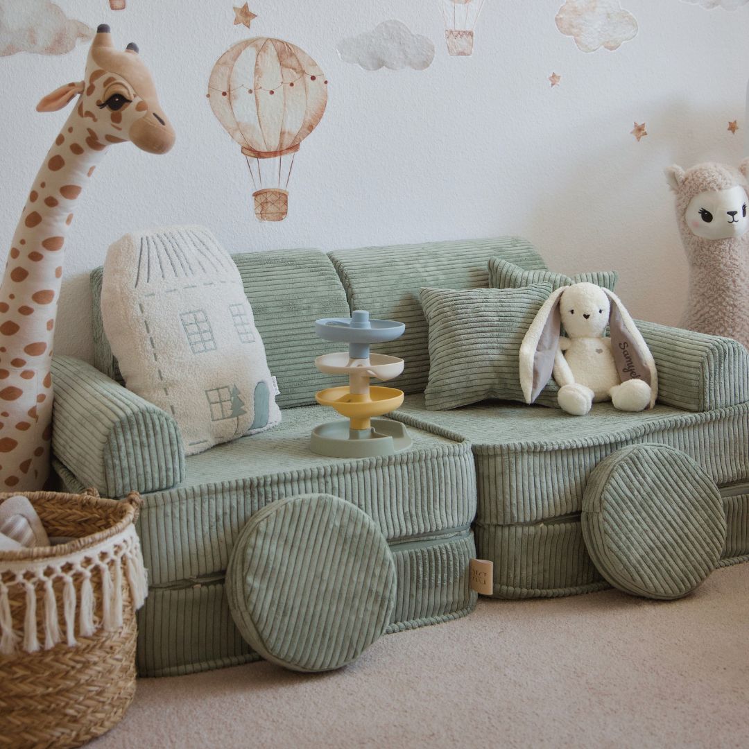 Design4Kids Mini Spielsofa Jewel Cord Plus Classic Olive