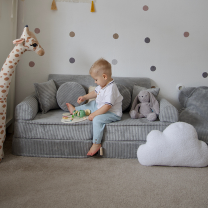 Design4Kids Mini Spielsofa Jewel Cord Plus Marble Grey