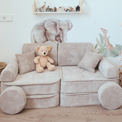 Design4Kids Mini Spielsofa Jewel Cord Plus Vintage Beige