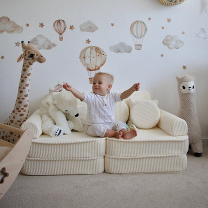 Design4Kids Mini Spielsofa Jewel Cord Plus Almond Beige