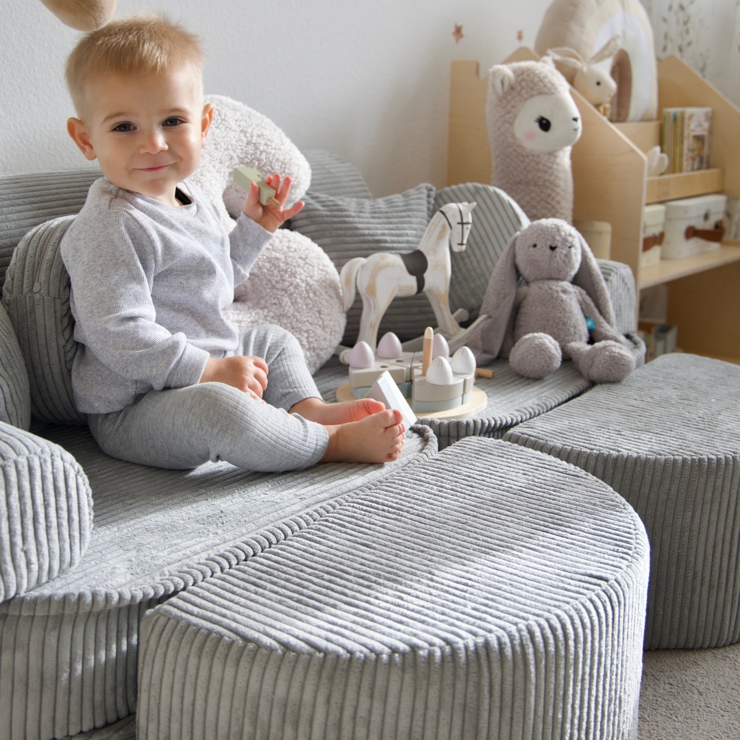 Design4Kids Mini Spielsofa Jewel Cord Max Marble Grey