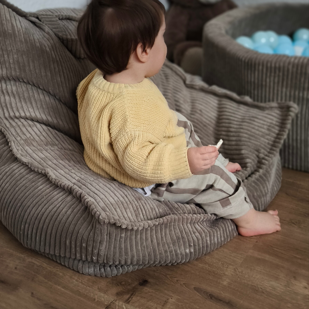 Design4Kids Kindersessel Jewel Cord eckig Hazelnut Taupe