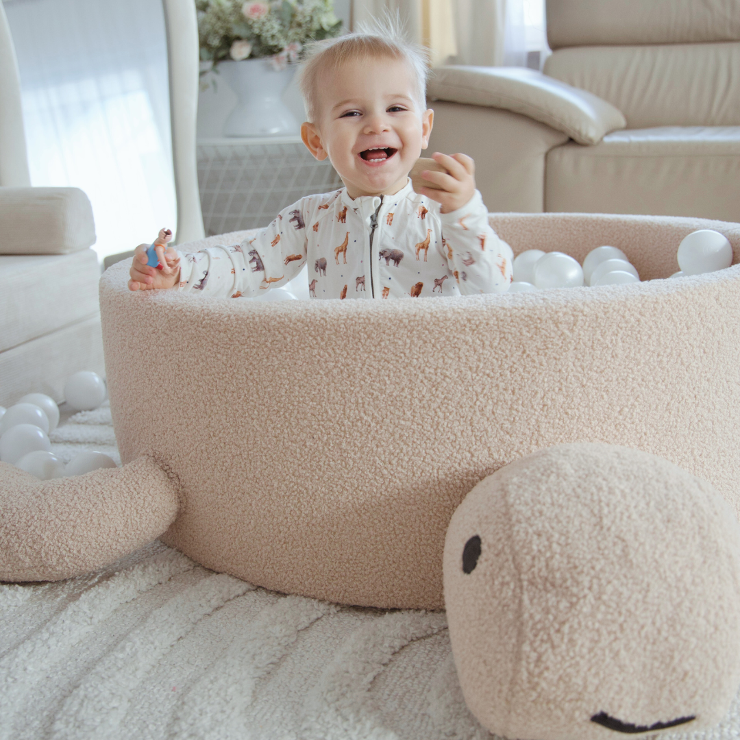 MeowBaby Bällebad Schildkröte Shelly Bouclé – taupe