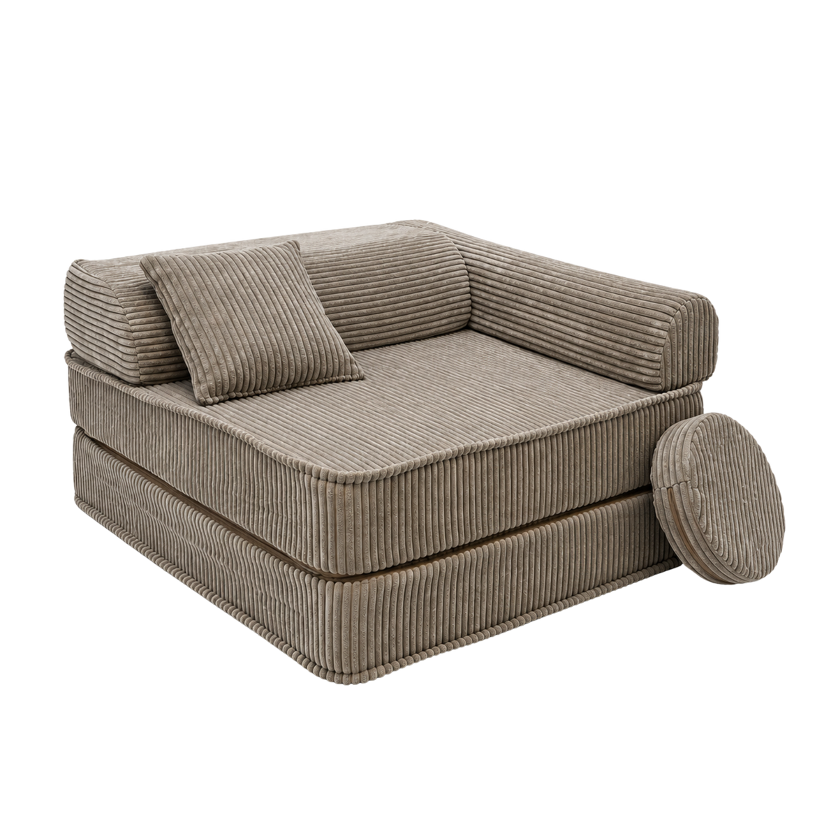 Design4Kids 3-in-1 Kindersessel Jewel Cord 80x80 cm - Faltbare Kindercouch &amp; Spielmatratze
