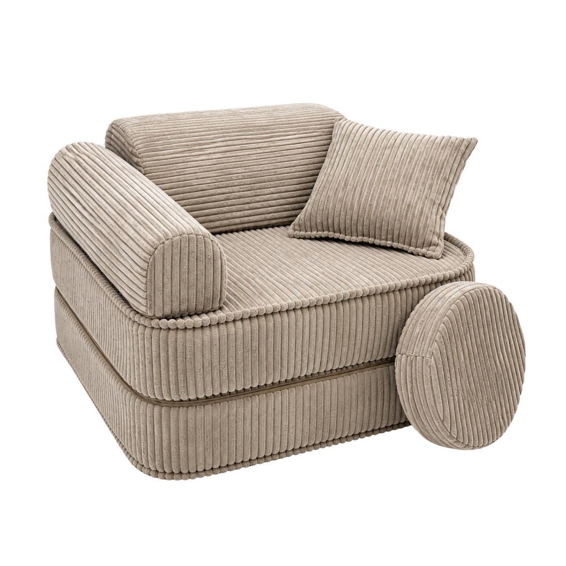 Design4Kids 3-in-1 Kindersessel Jewel Cord Mini 60x60 cm - Faltbare Kindercouch &amp; Spielmatratze