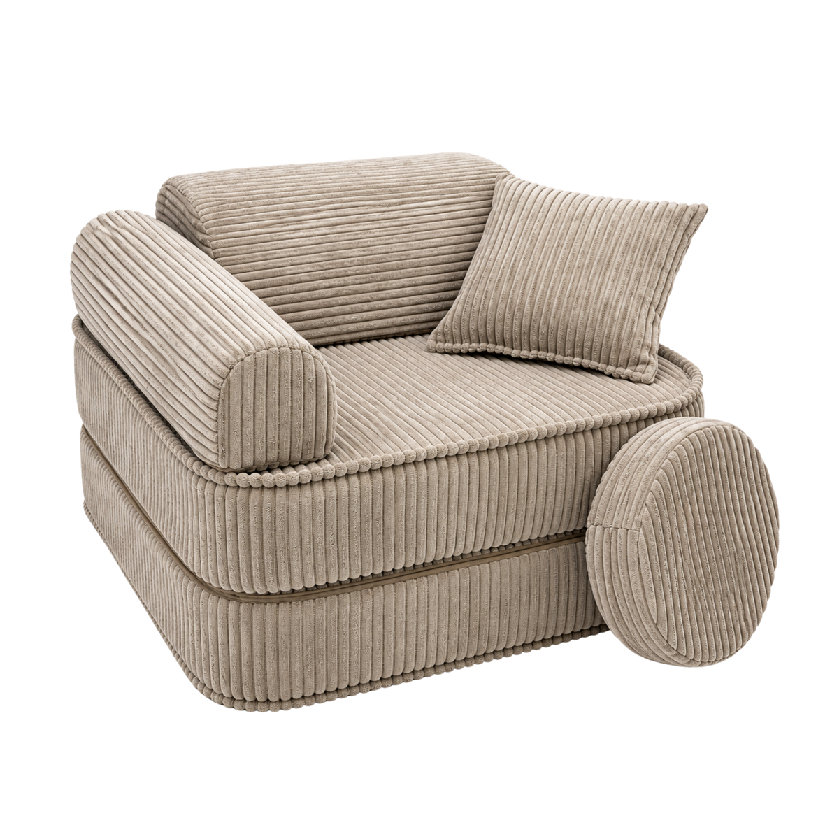 Design4Kids 3-in-1 Kindersessel Jewel Cord Mini 60x60 cm - Faltbare Kindercouch &amp; Spielmatratze
