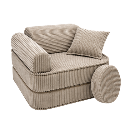 Design4Kids 3-in-1 Kindersessel Jewel Cord Mini 60x60 cm - Faltbare Kindercouch &amp; Spielmatratze