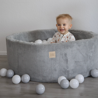 Design4Kids Bällebad Jewel 90x30cm Cord mit 200 Bällen - eigene Farbauswahl Marble Grey