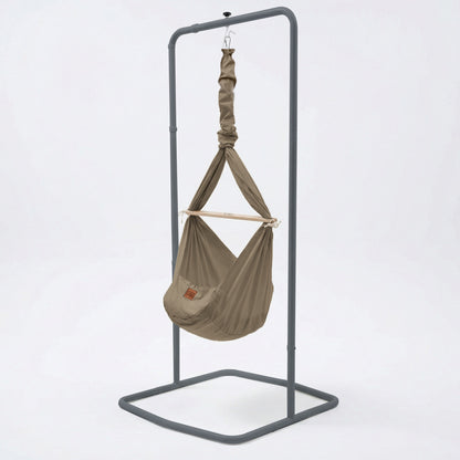 Design4Kids Baby Classic Spring Cradle, Organic Cotton with Comfort Frame Anthracite - Taupe