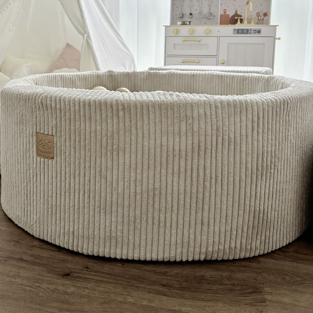 MeowBaby Bällebad Ästhetik Cord 90x30 cm – Ecru/Beige