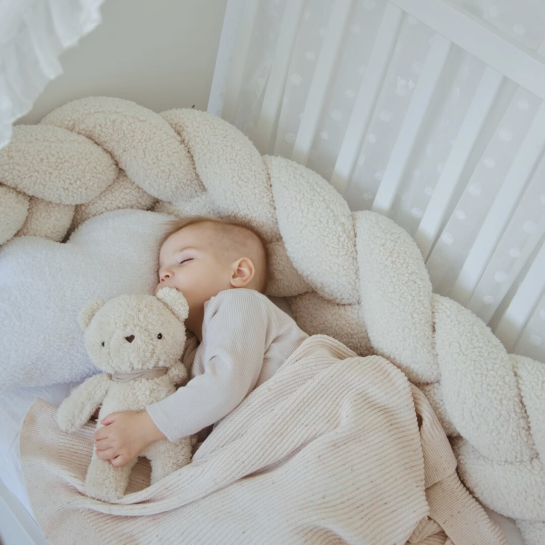 MeowBaby Braided Cot Bumper Bearly, 1.5 m - beige/cream