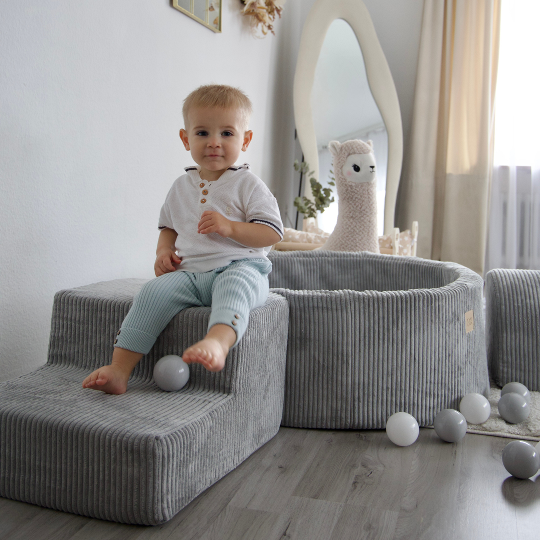Design4Kids Schaumspielset Jewel Cord mit Bällebad und 200 Bällen Marble Grey