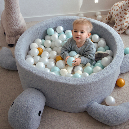MeowBaby Bällebad Schildkröte Shelly Bouclé – hellblau