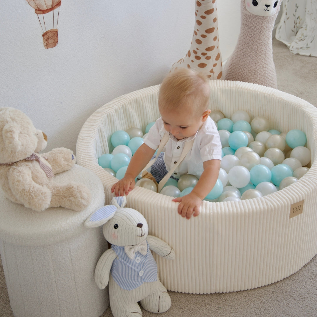 Design4Kids Bällebad Jewel 90x30cm Cord mit 200 Bällen - eigene Farbauswahl Almond Beige