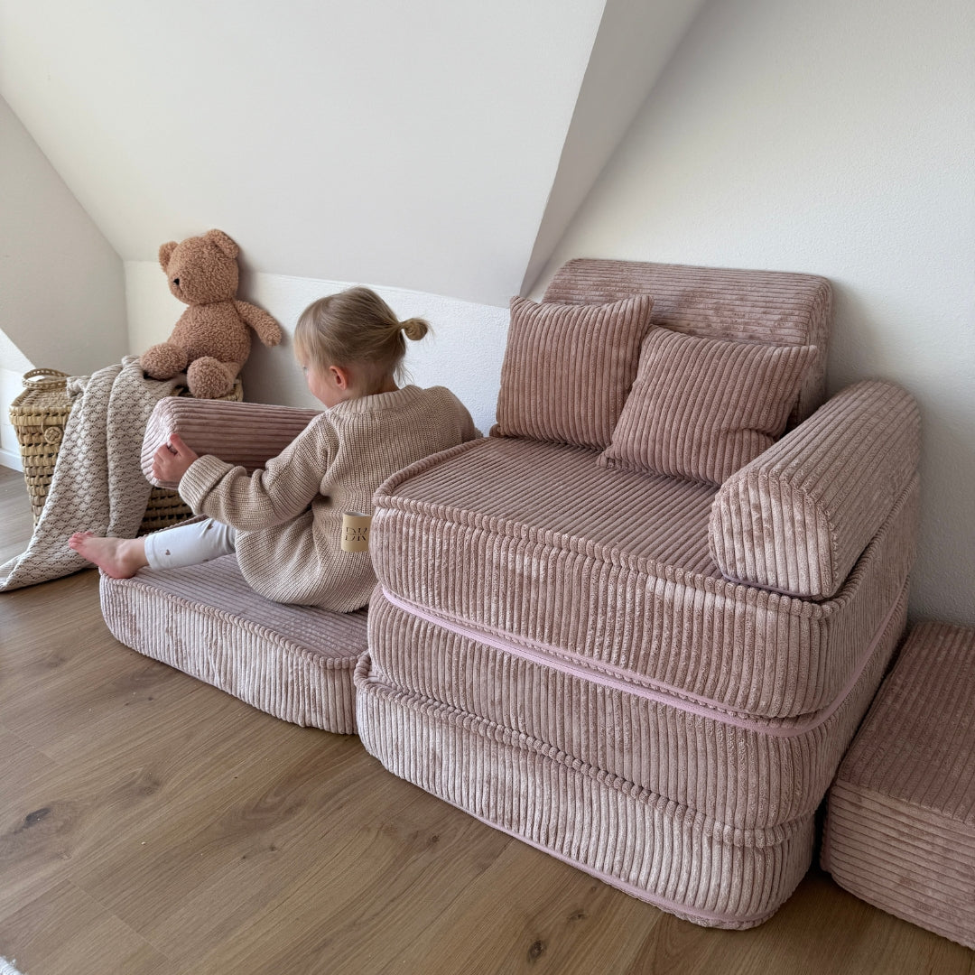 Design4Kids Mini Spielsofa Jewel Cord Plus Blushed Rose