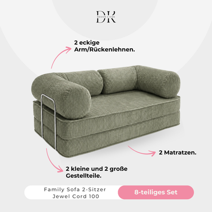 Design4Kids Family Sofa 2-Sitzer Jewel Cord 200