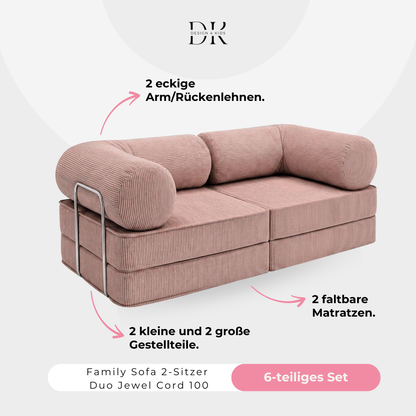 Design4Kids Family Sofa Duo 2-Sitzer Jewel Cord 200