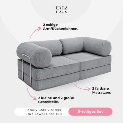 Design4Kids Family Sofa Duo 2-Sitzer Jewel Cord 200