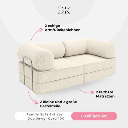 Design4Kids Family Sofa Duo 2-Sitzer Jewel Cord 200