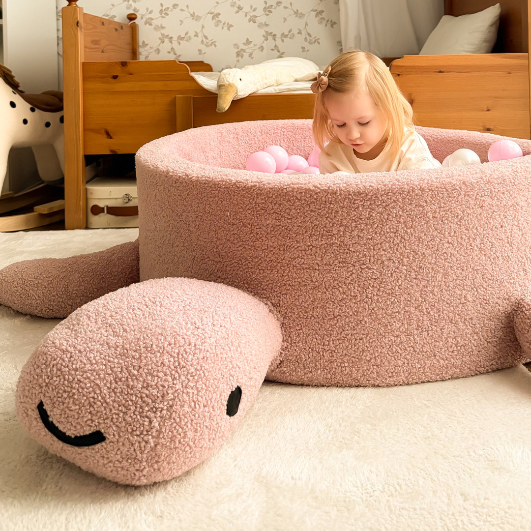 MeowBaby Bällebad Schildkröte Shelly Bouclé – hellrosa