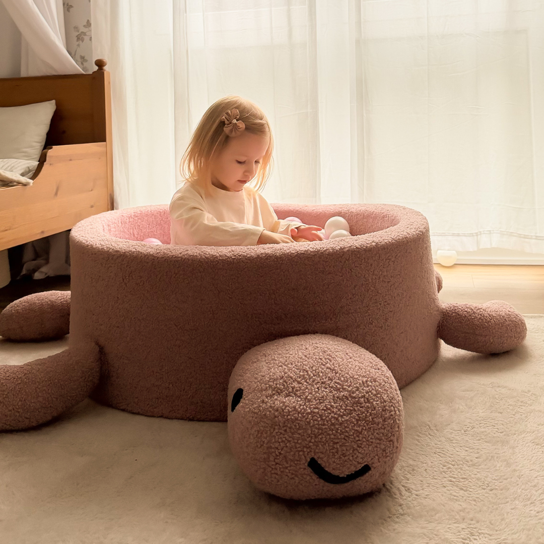 MeowBaby Bällebad Schildkröte Shelly Bouclé – hellrosa