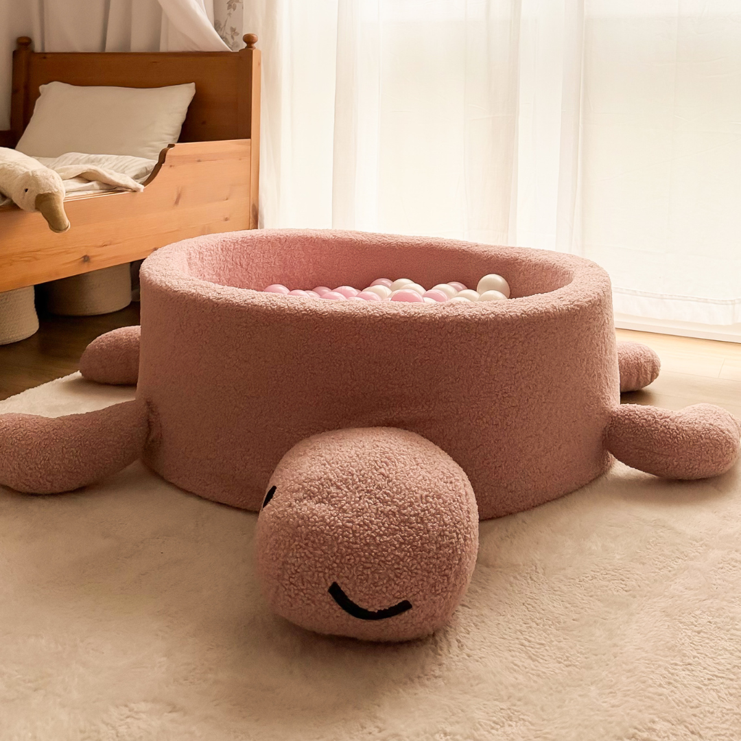 MeowBaby Bällebad Schildkröte Shelly Bouclé – hellrosa