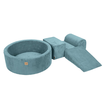 Design4Kids Schaumspielset Jewel Cord mit Bällebad und 200 Bällen Ocean Blue