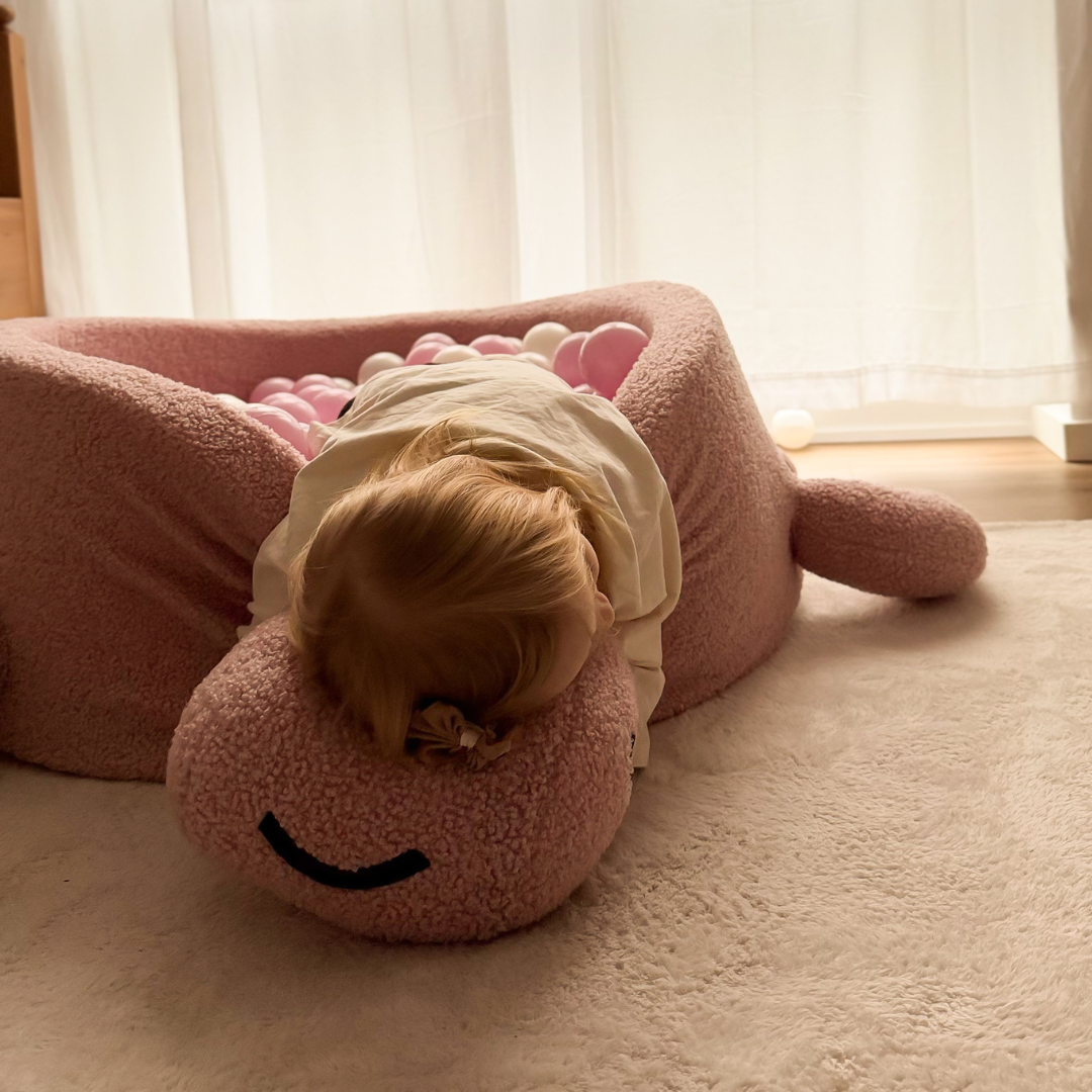 MeowBaby Bällebad Schildkröte Shelly Bouclé – hellrosa