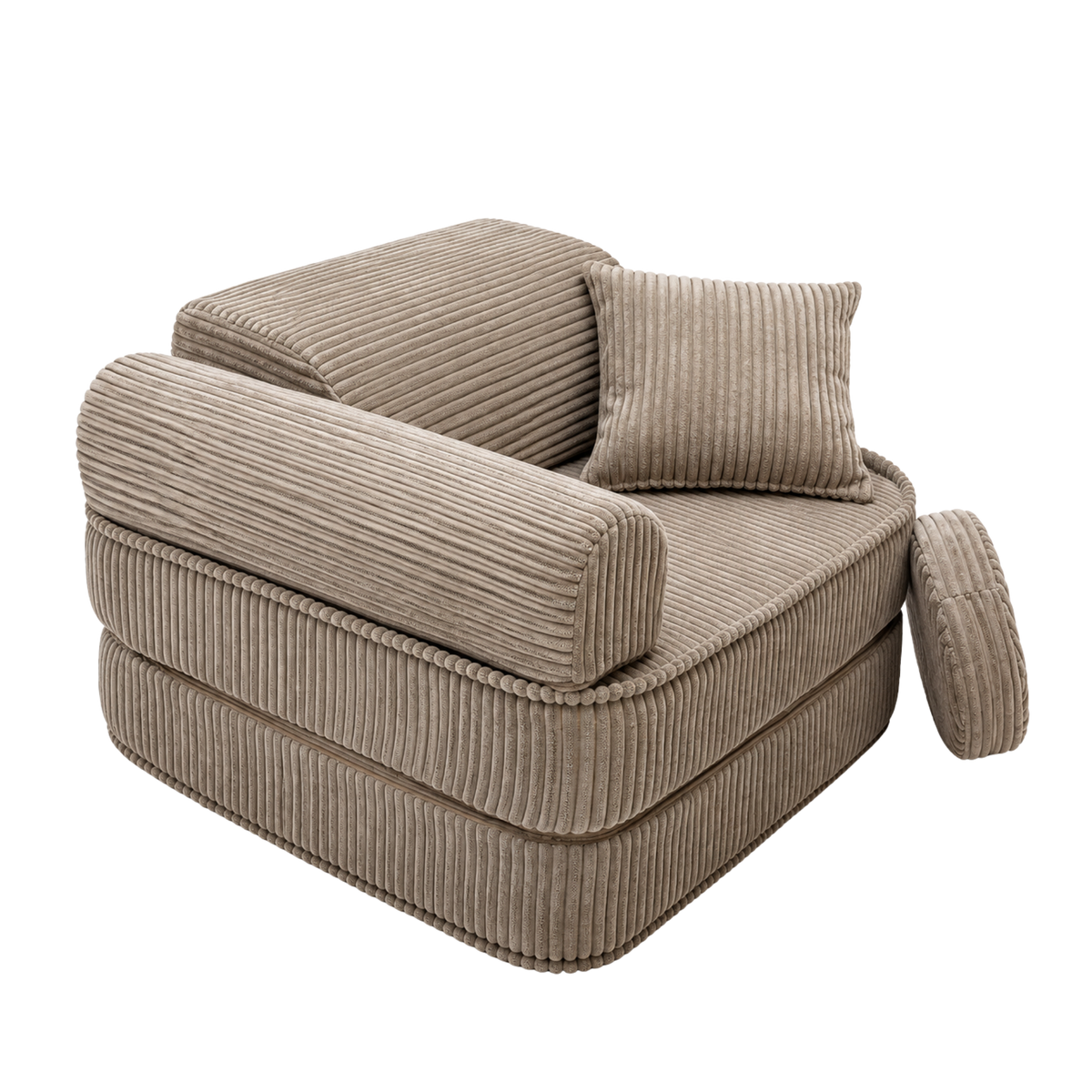 Design4Kids 3-in-1 Kindersessel Jewel Cord Mini 60x60 cm - Faltbare Kindercouch &amp; Spielmatratze
