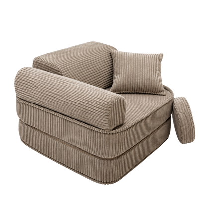 Design4Kids 3-in-1 Kindersessel Jewel Cord Mini 60x60 cm - Faltbare Kindercouch &amp; Spielmatratze