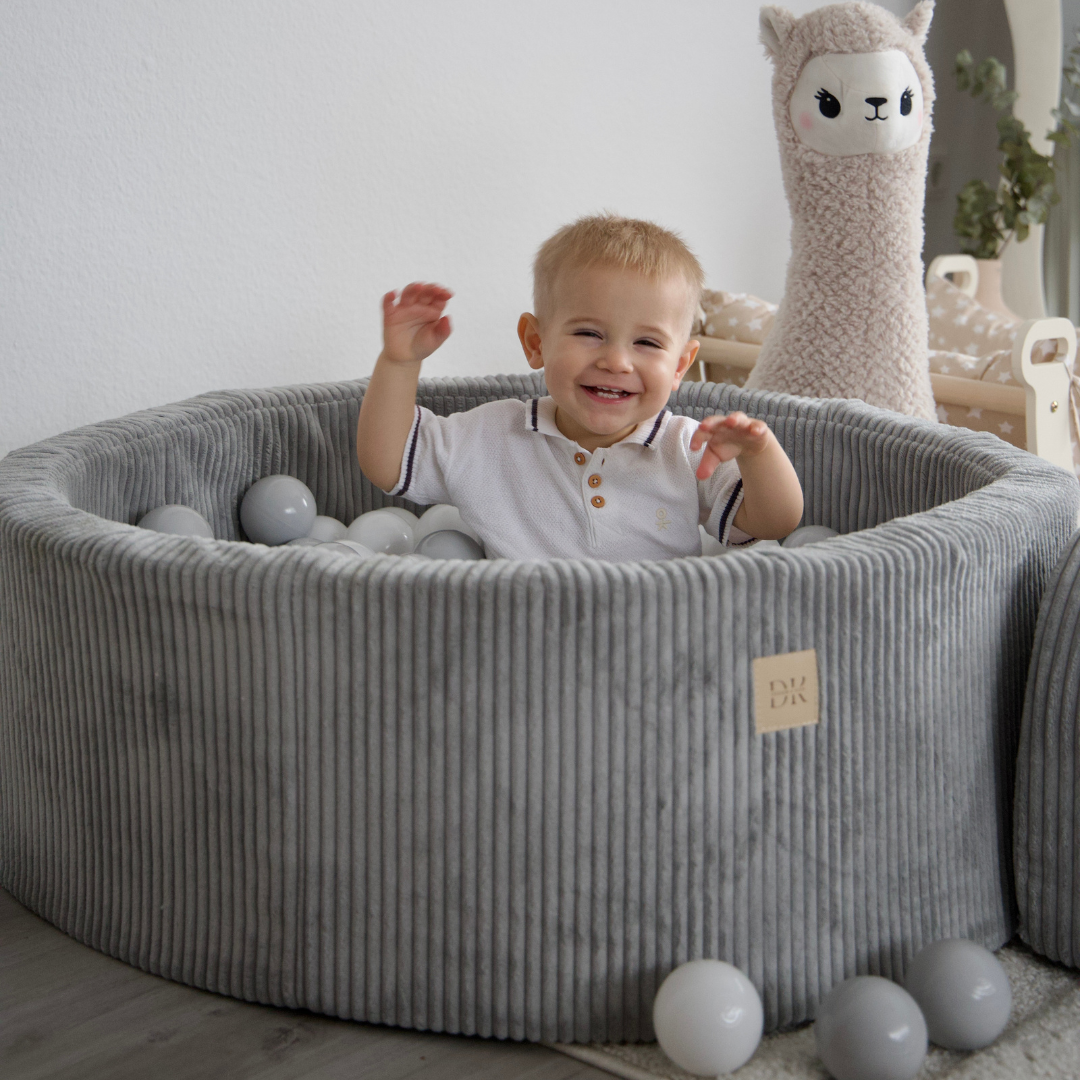 Design4Kids Schaumspielset Jewel Cord mit Bällebad und 200 Bällen Marble Grey