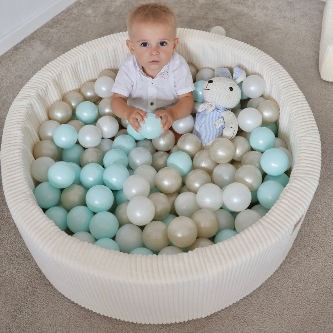 Design4Kids Bällebad Jewel 90x30cm Cord mit 200 Bällen - eigene Farbauswahl Almond Beige