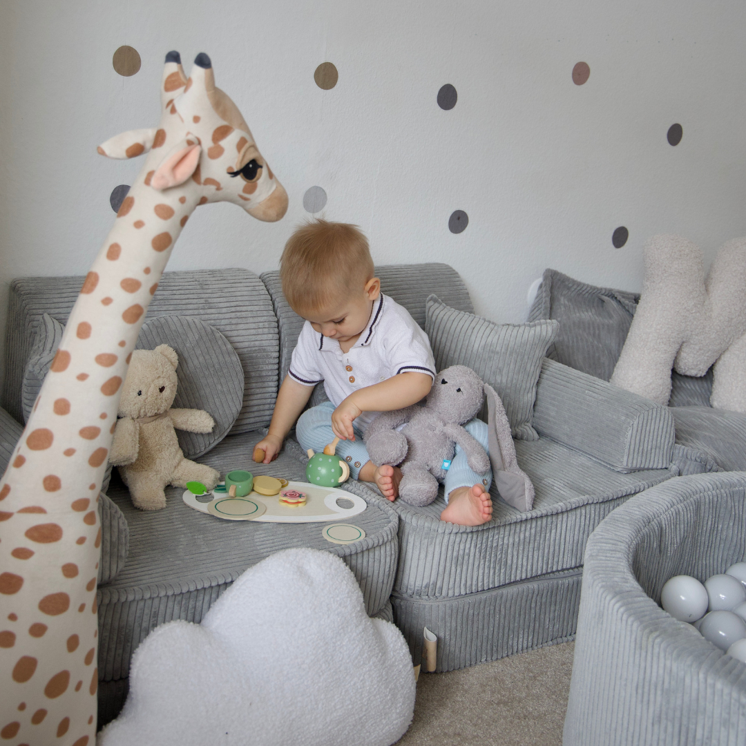 Design4Kids Mini Spielsofa Jewel Cord Plus Marble Grey