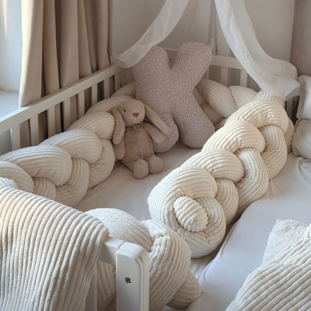 MeowBaby Braided Cot Bumper Cord, 1.5 m - Aesthetic ecru/beige