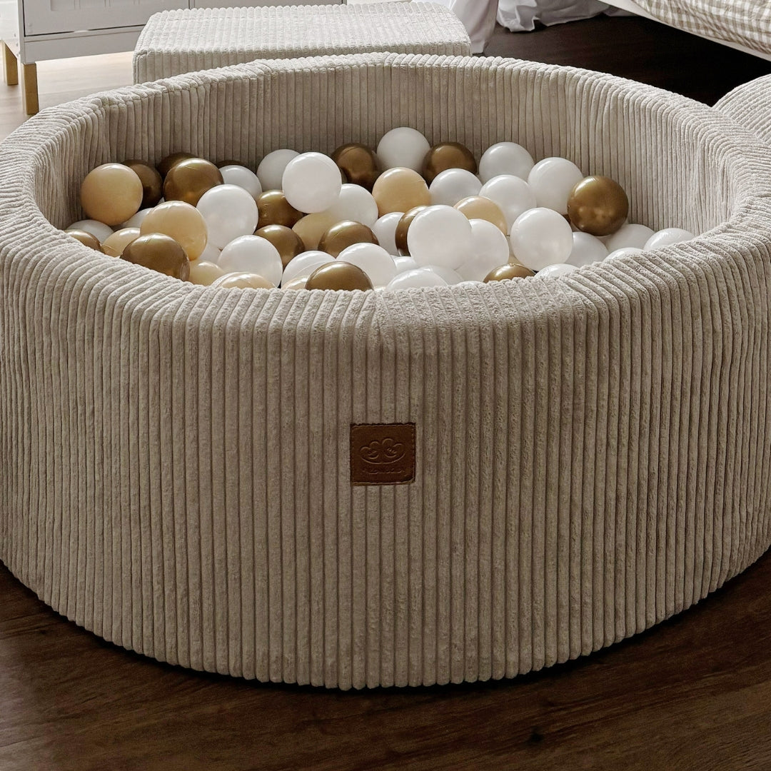 MeowBaby Bällebad Ästhetik Cord 90x30 cm – Ecru/Beige